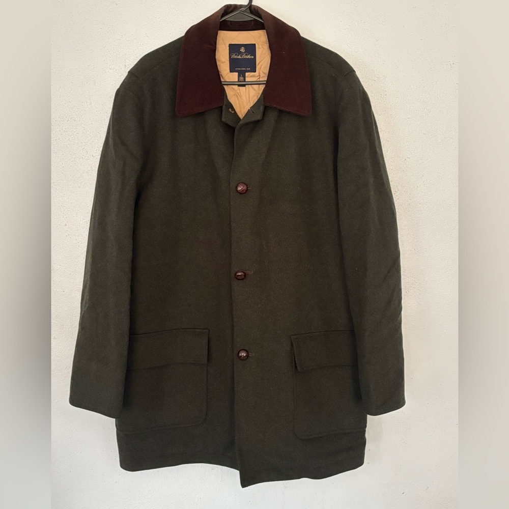 Brooks Brothers Olive Green Tiroler 100% Wool Large Coat